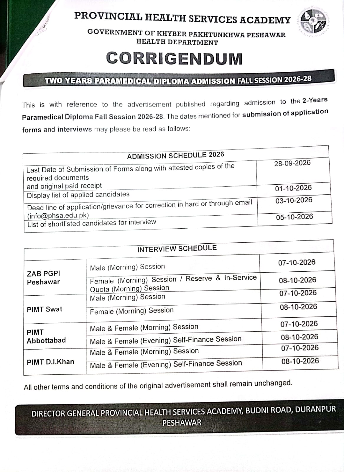 Admission Open in Paramedical Diploma (2 Years)- Fall 2026